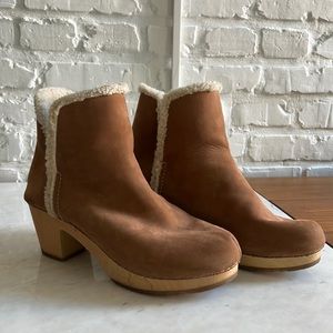 Sz 8 Tan Shearling lined Miss Albright clog boots